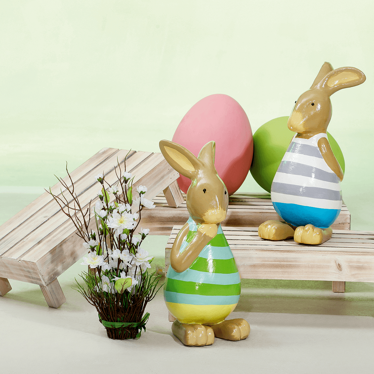 Decorative figure Easter bunny green, 39 cm - 5