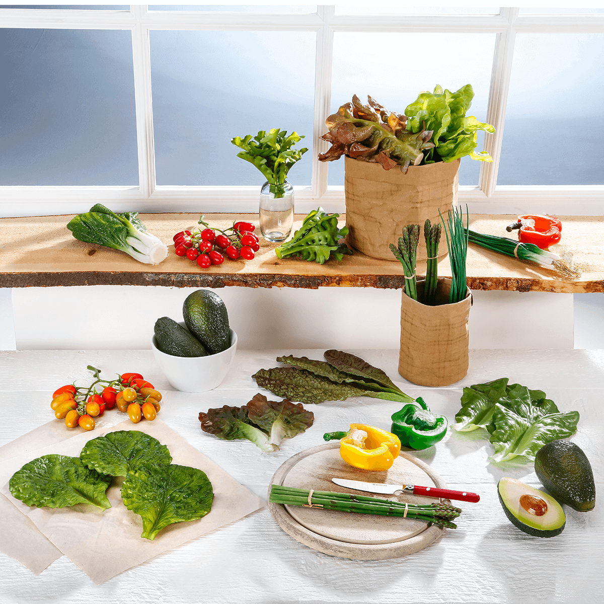 Feuilles de salade vert aliment factice, 5 pces - 3