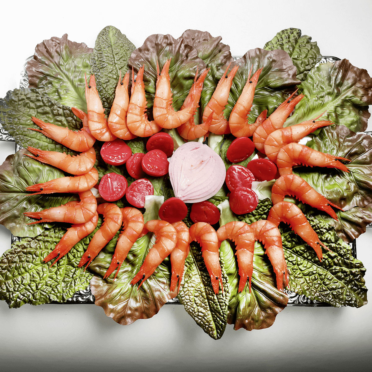 Feuilles de salade rouge - vert  factices, 5 pièces - 8