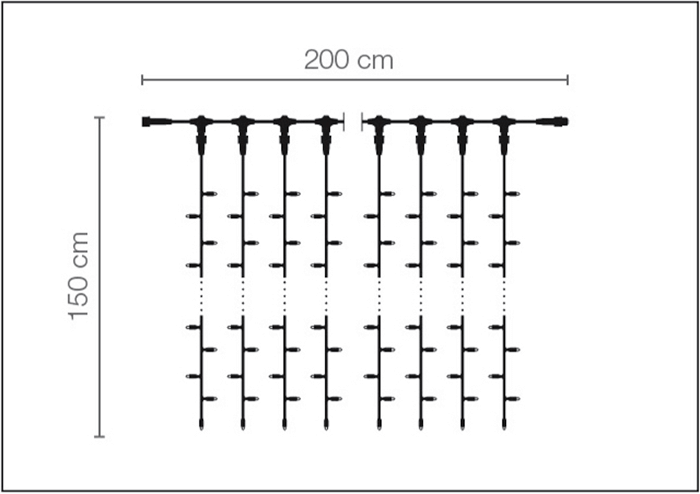 Rideau lumineux LED professionnel Système IP67 150 cm noir - 5
