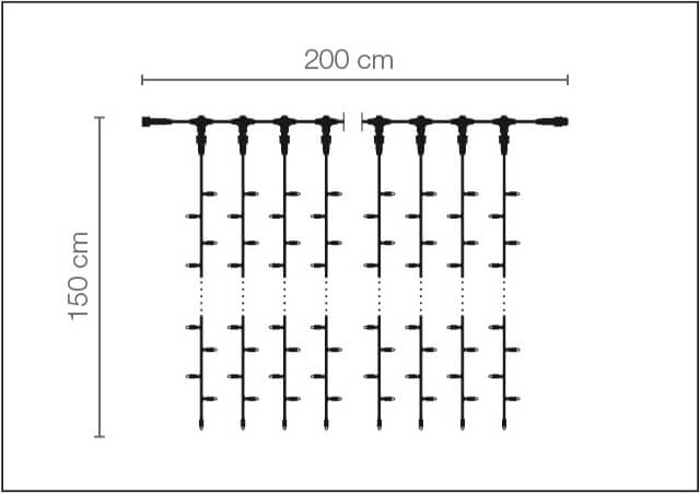 LED professional light curtain system IP67, 300 LED, 150 x 200 cm, without cable - 3