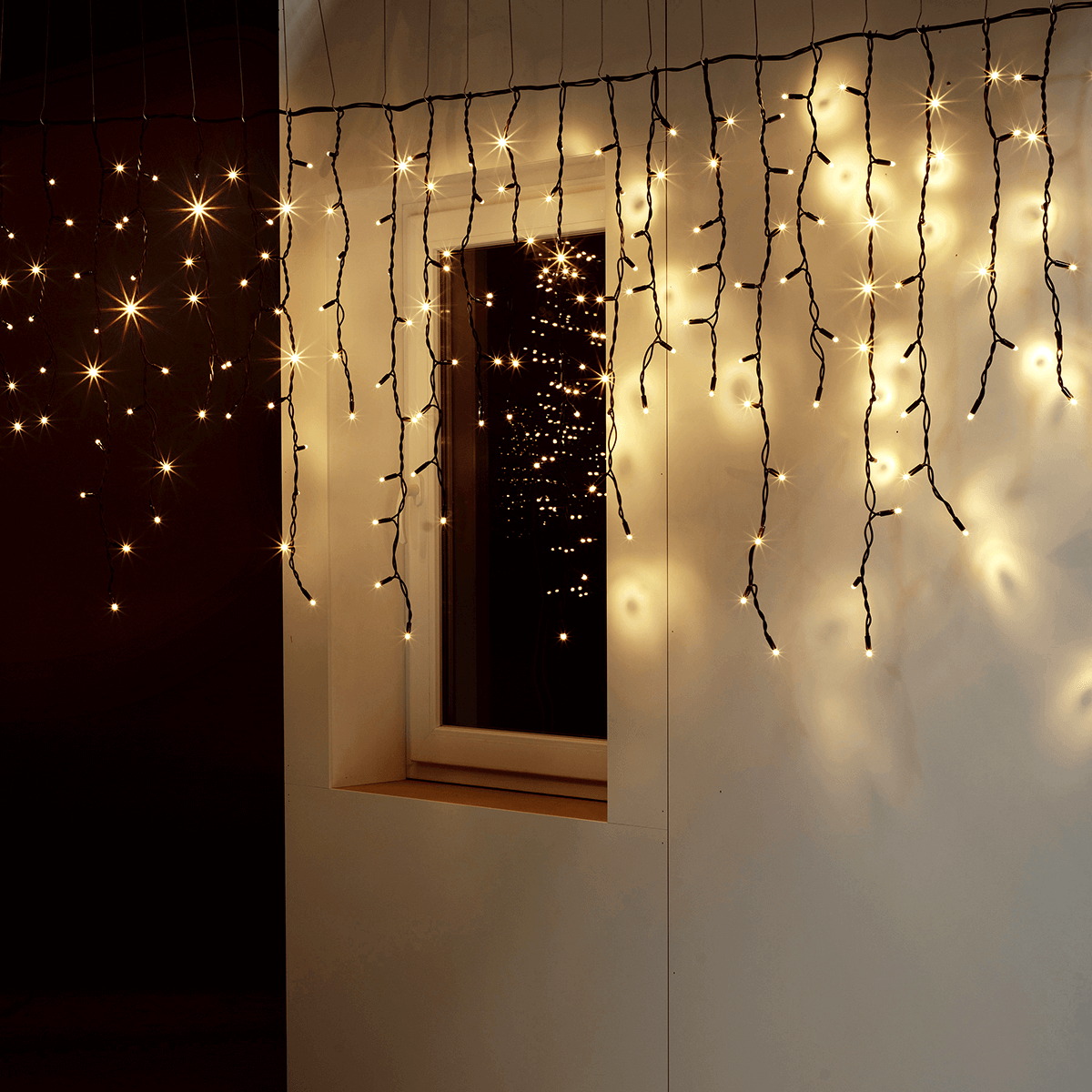 LED professional icicle light system IP44, 114 LED, 300 x 50 cm, without cable - 0