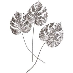 Feuilles de monstera artificielle argent 70 cm 3 pces