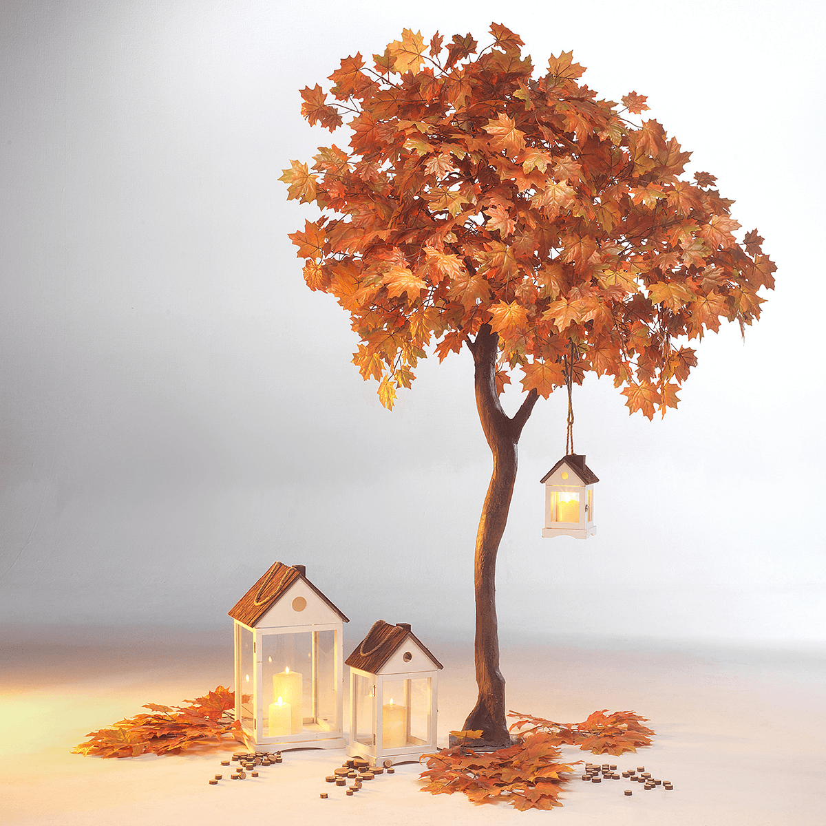 Arce artificial árbol de otoño naranja-amarillo, 270 cm - 6