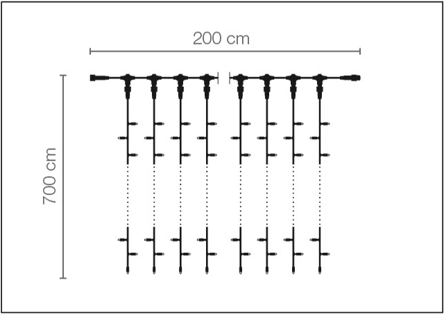 Sistema de cortina de luz LED profesional IP67, 700 cm sin cable de alimentación, negro - 3