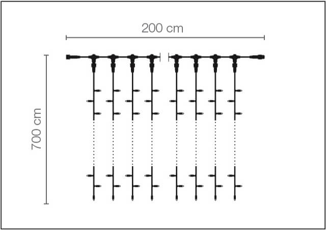 Rideau lumineux LED professionnel système IP67, 700 cm sans câble d'alimentation, blanc - 3