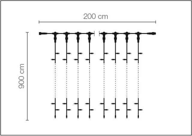 Rideau lumineux LED professionnel système IP67, 900 cm sans câble d'alimentation, noir - 3