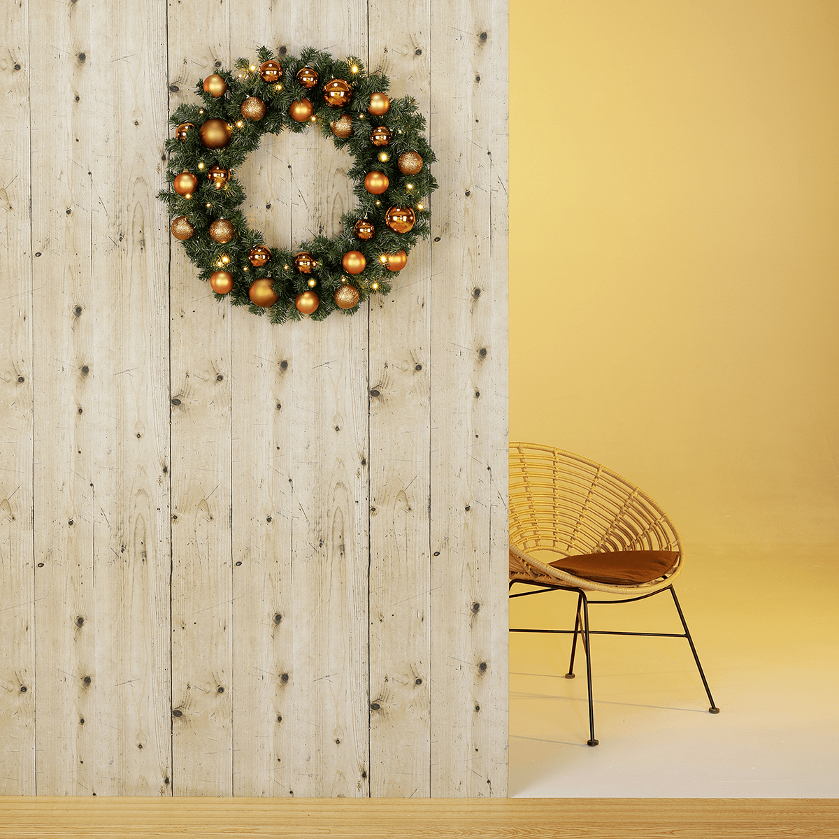 Fir wreath Basic LED, Ø 60 cm, semi three-dimensional - 5