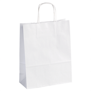 Sac en papier, blanc, dim. 2 : 41 x 32 + 10 cm
