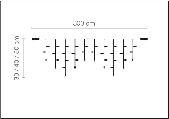 Icicle-Light clignotant noir IP67, 300 cm - 2