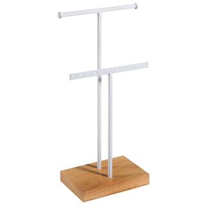 Porte bijoux, portant en T 2 parties, haut. 32 cm
