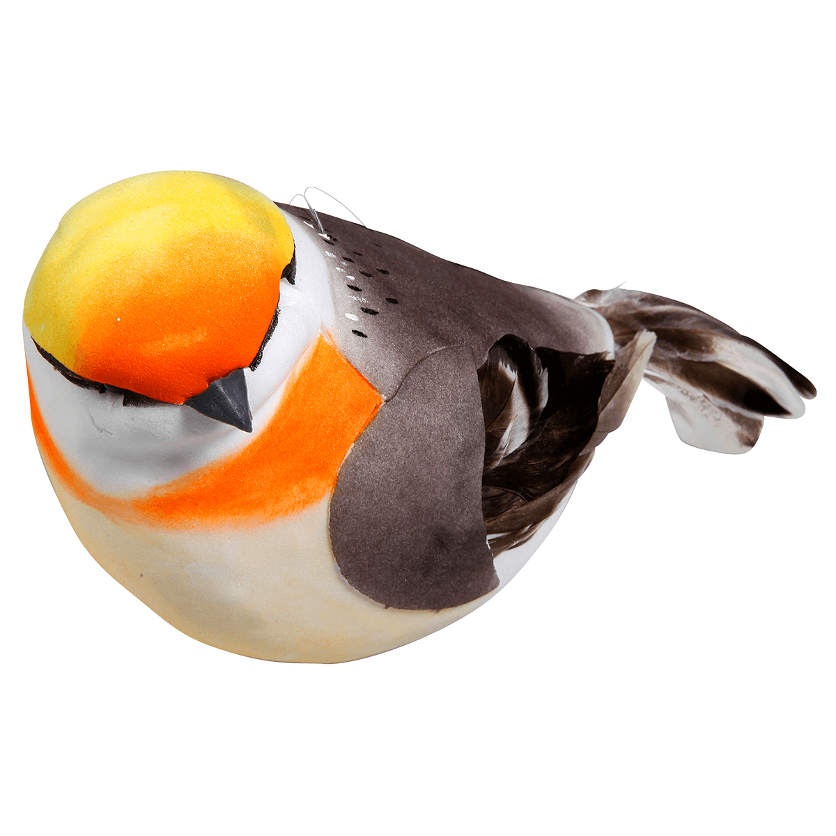 Decoración pájaro gris naranja 19 cm - 0