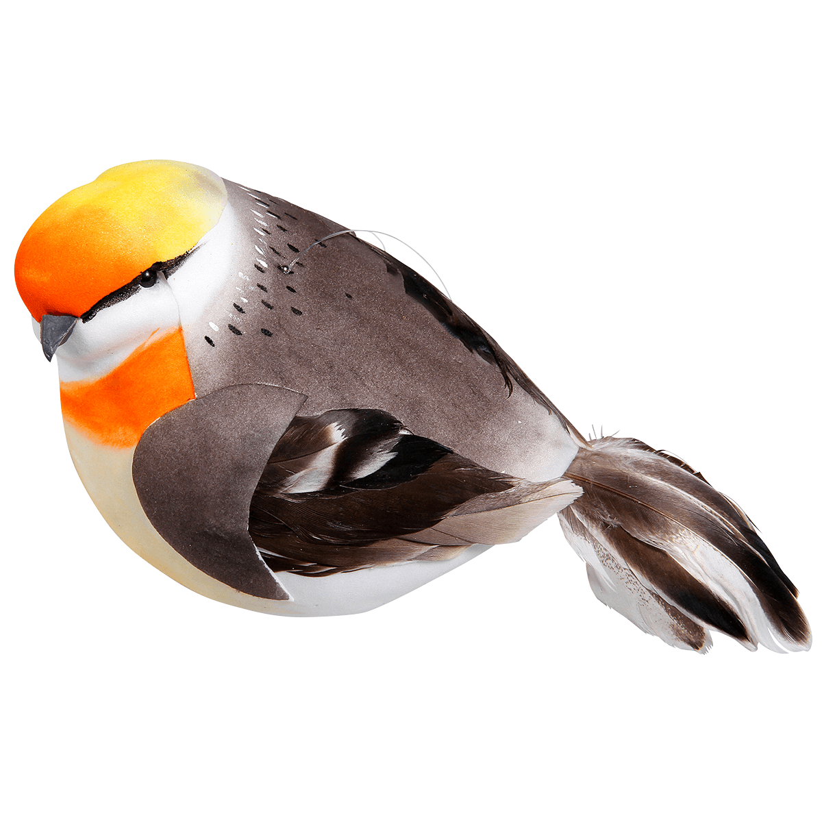 Decoración pájaro gris naranja 19 cm - 1