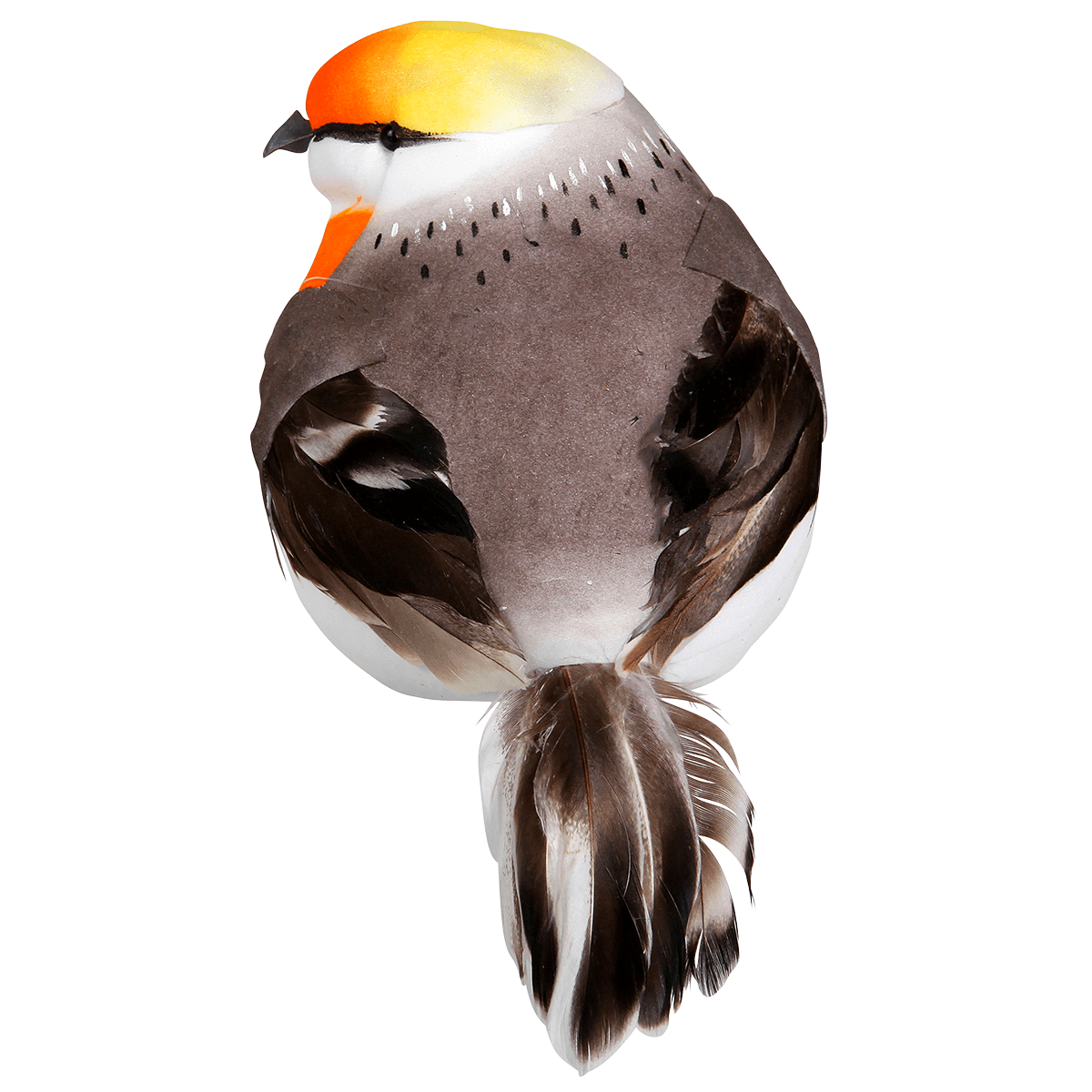Decoración pájaro gris naranja 19 cm - 2