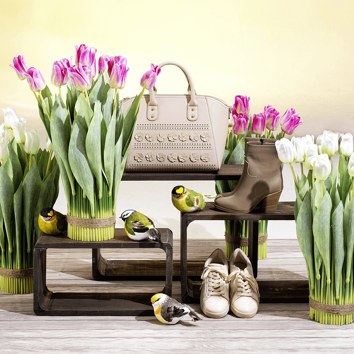 Decoración pájaro gris naranja 19 cm - 6