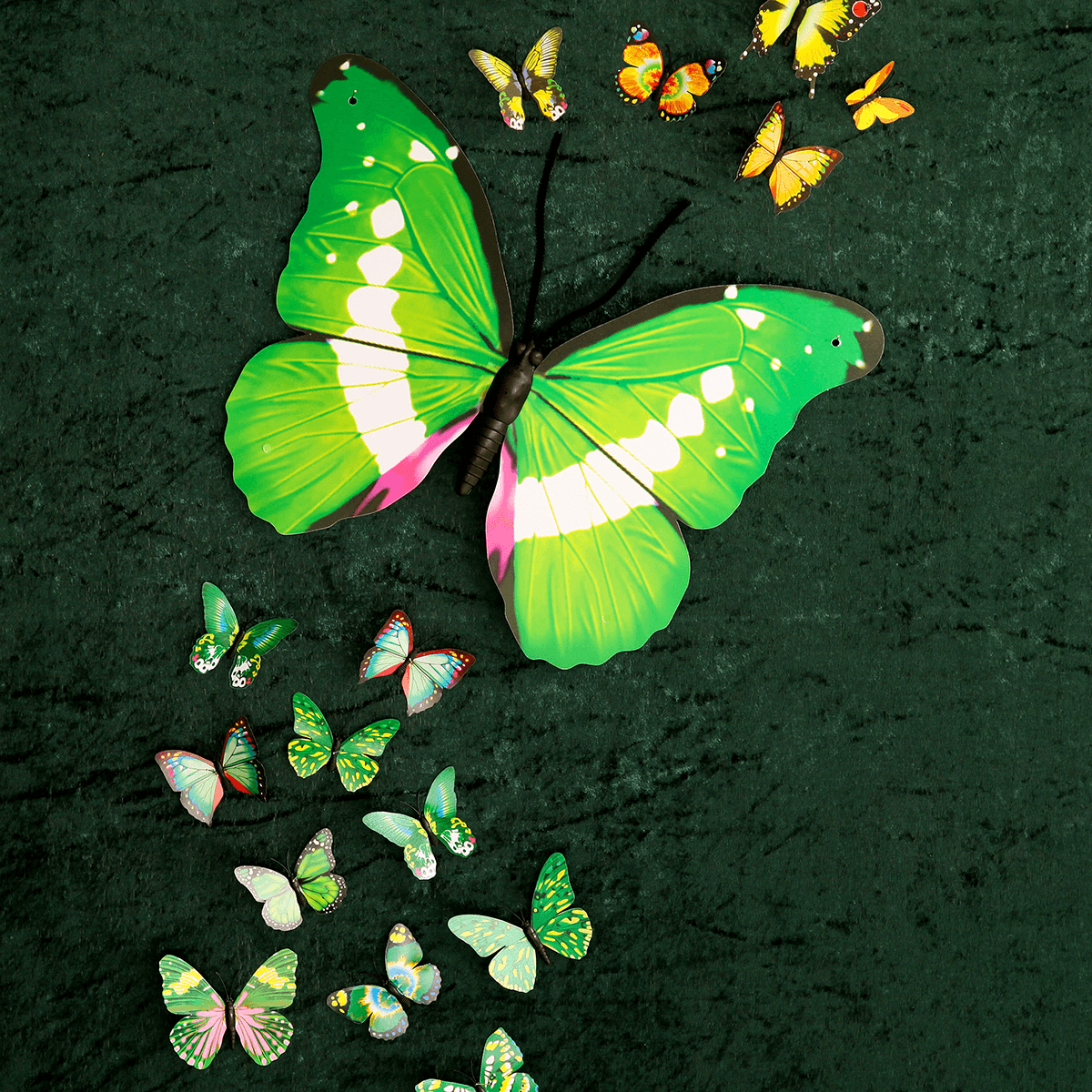 Mariposas decorativas verde 40 cm 3 piezas - 4