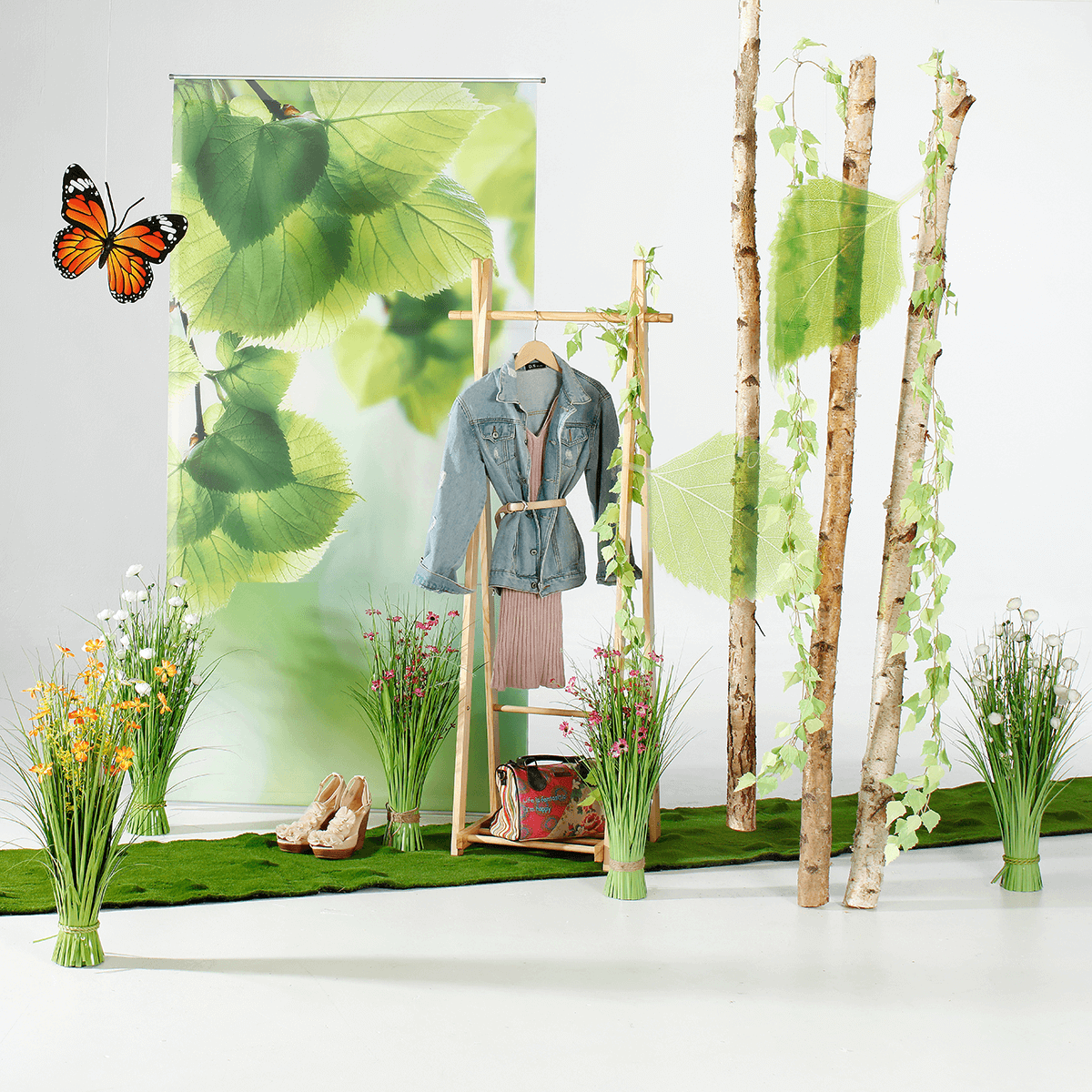 Mariposas decorativas naranja 40 cm 3 piezas - 5
