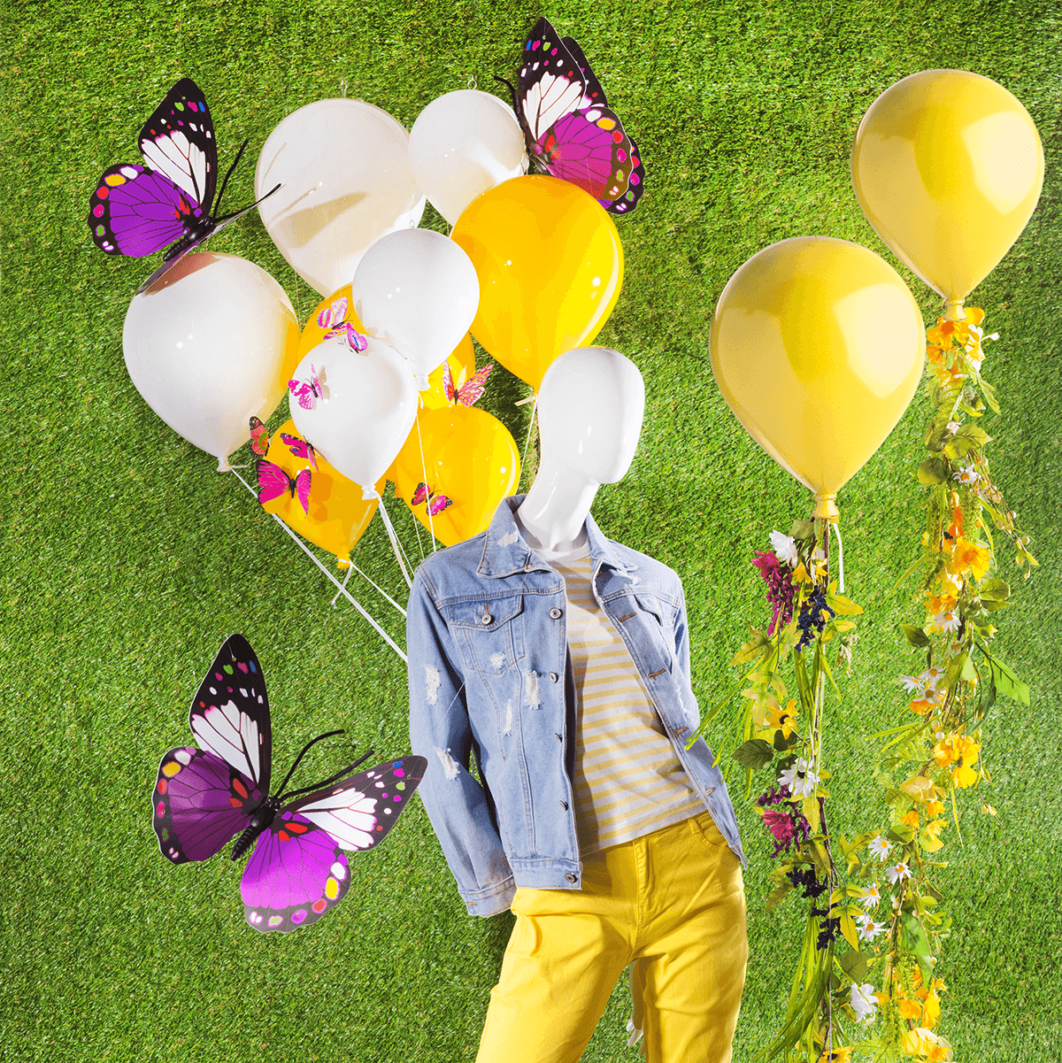 Papillons déco mauves 40 cm 3 pces - 5