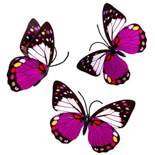 Mariposas decorativas morado 40 cm 3 piezas
