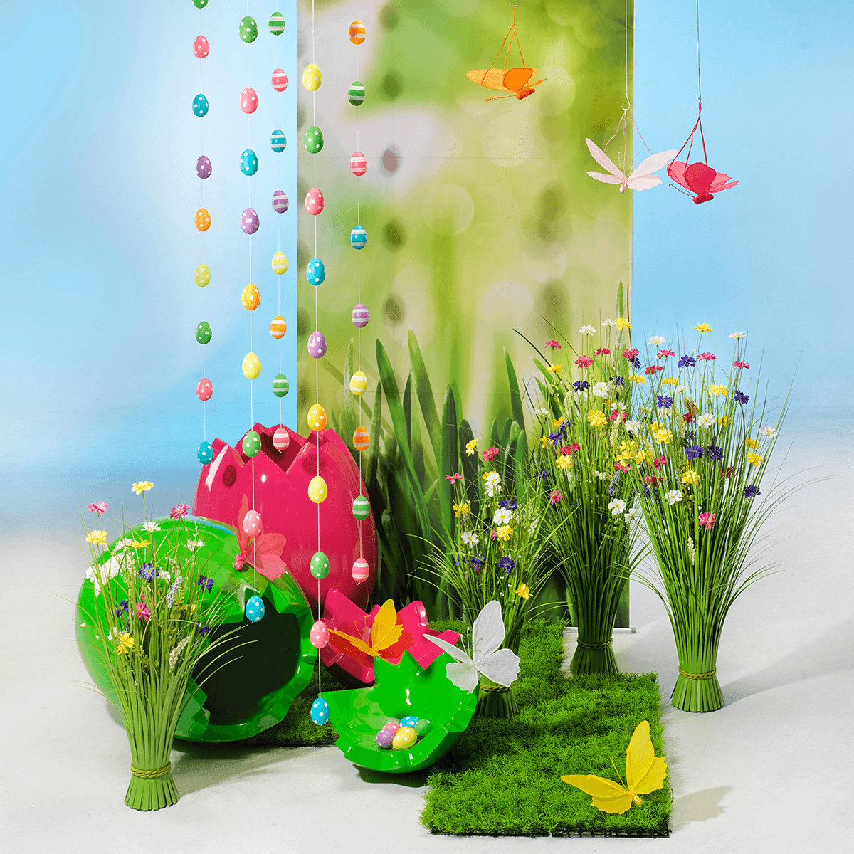 Chaîne d’œufs de Pâques déco à rayures 160 cm - 7