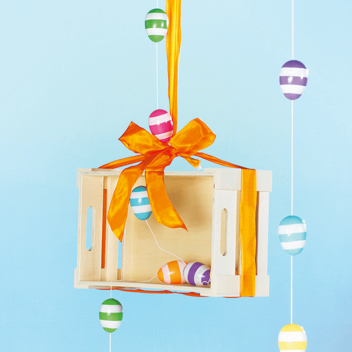 Chaîne d’œufs de Pâques déco à rayures 160 cm - 6