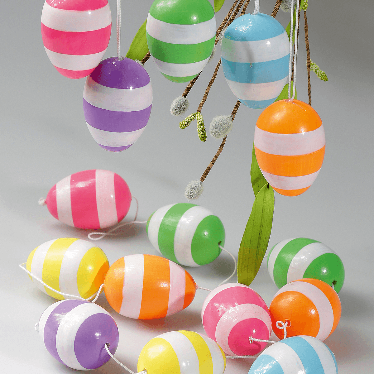 Chaîne d’œufs de Pâques déco à rayures 160 cm - 5