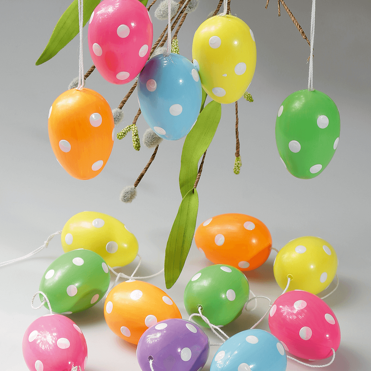 Chaîne d’œufs de Pâques déco à pois 160 cm - 3