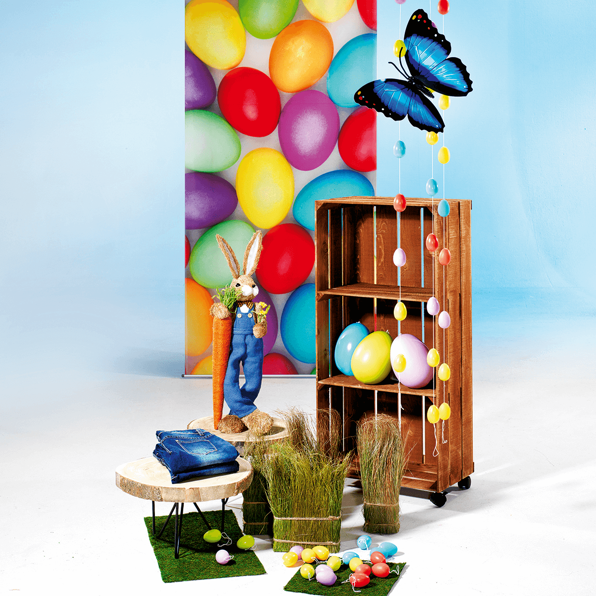 Chaîne d’œufs de Pâques déco unis multicol. 160 cm - 5
