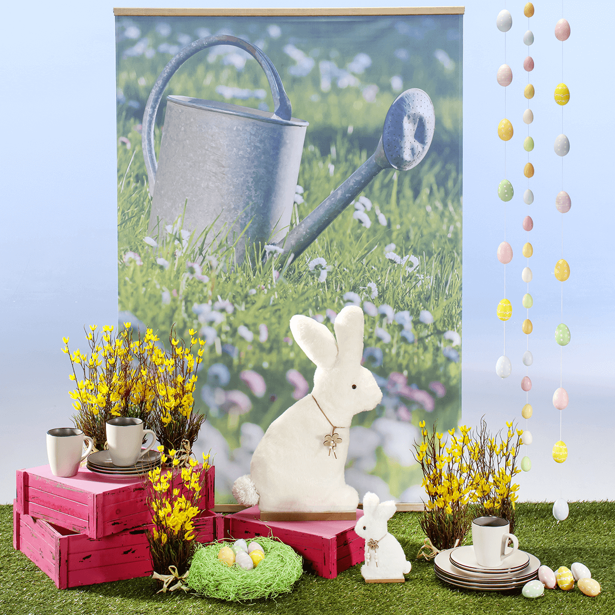 Oeufs de Pâques déco à suspendre 6 cm, à pois pastel, 6 pces - 4