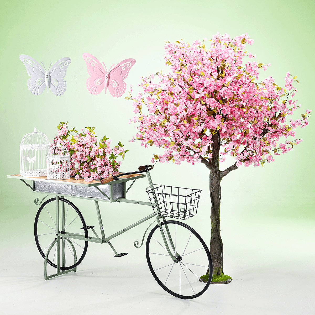 Artificial pink cherry blossom branch pink 65 cm - 4