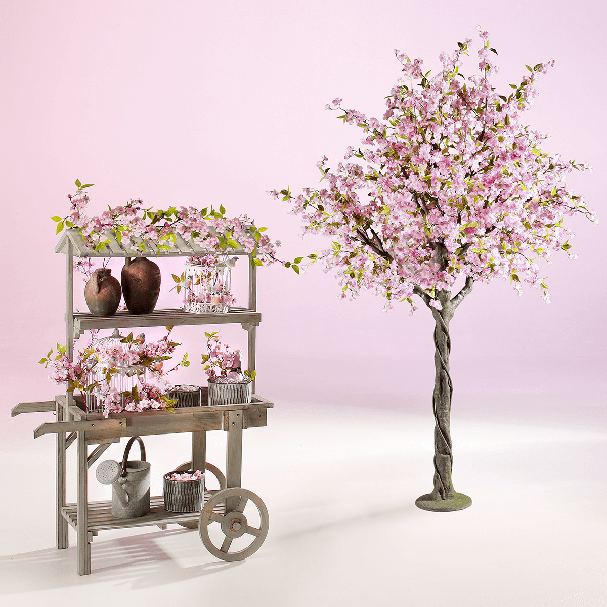 Artificial pink cherry blossom branch pink 65 cm - 3