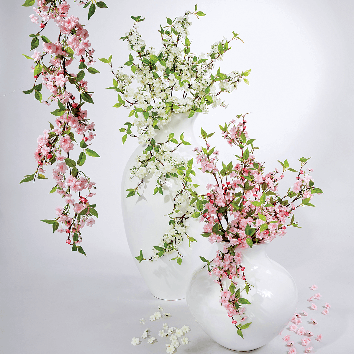 Artificial cherry blossoms branch white 65 cm - 4