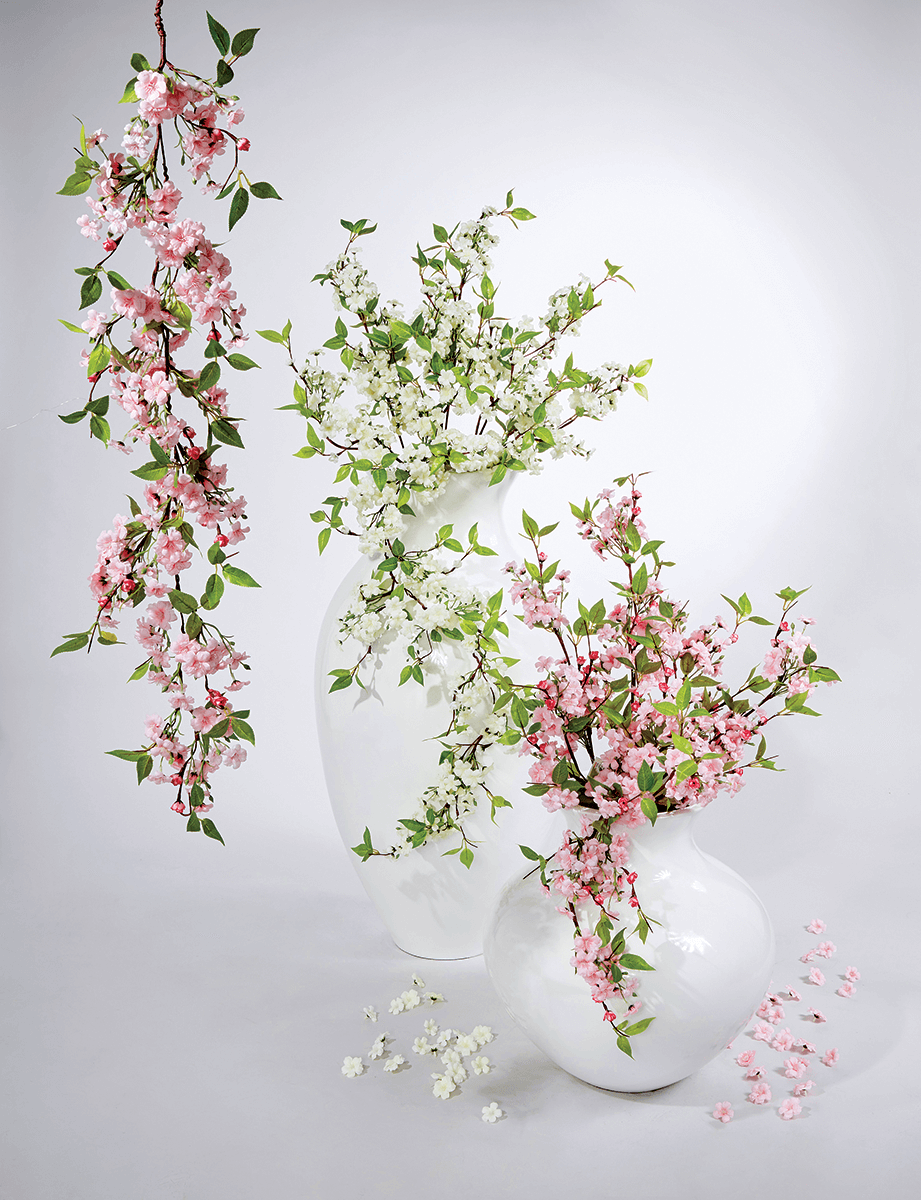 Artificial cherry blossoms garland pink, 110 cm - 9