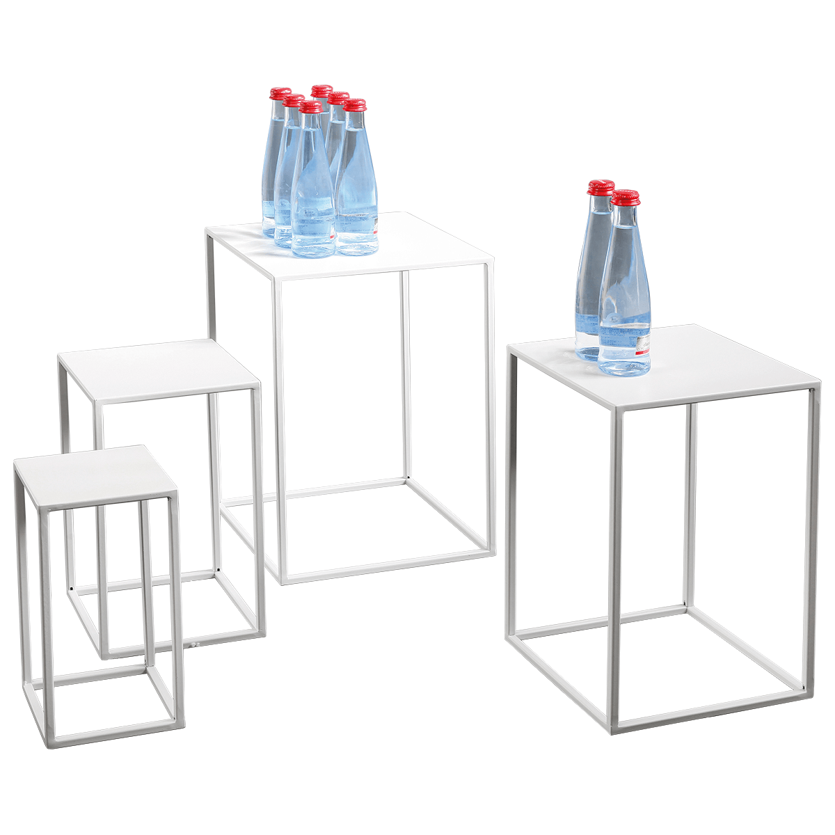 Lot de tables en métal blanches 4 pces - 5