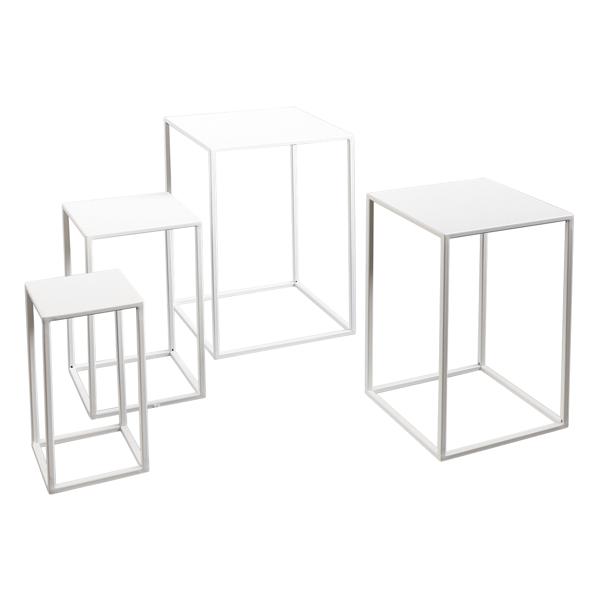 Lot de tables en métal blanches 4 pces - 6