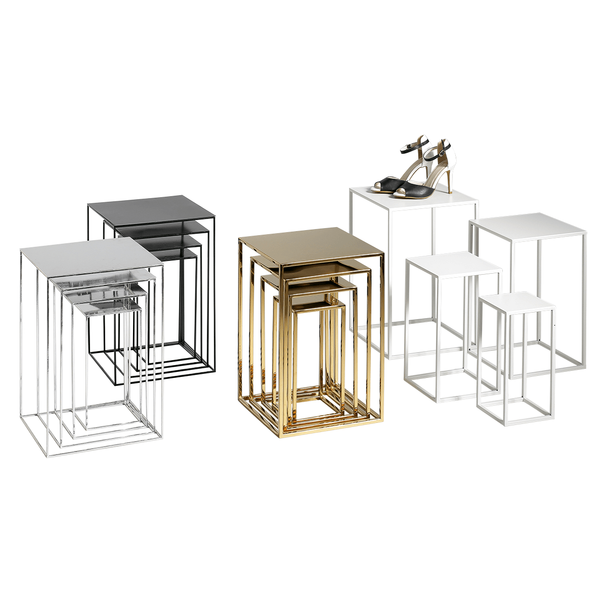 Lot de tables en métal blanches 4 pces - 8