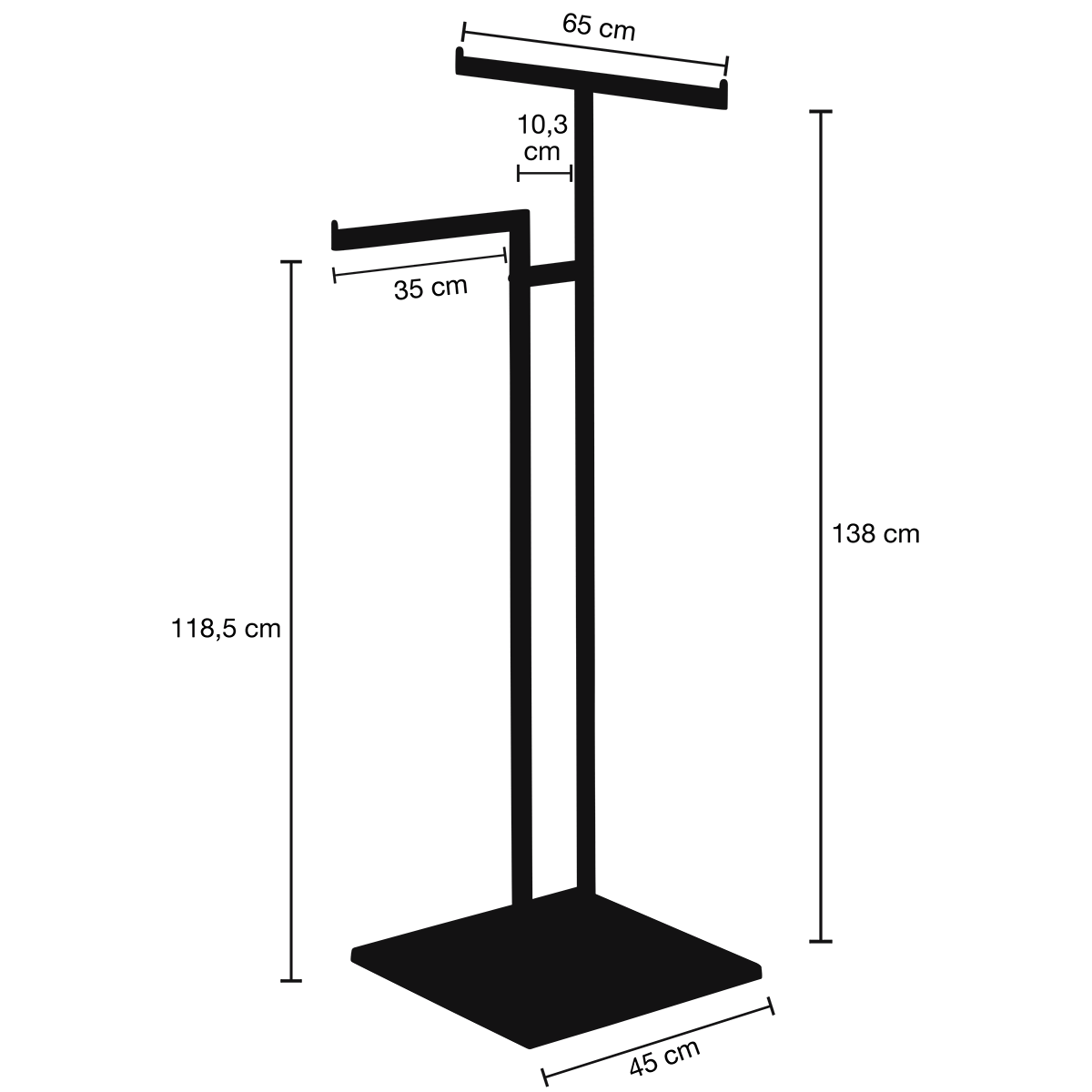 Perchero metálico NOVUS, 2 brazos, 138 cm - 1