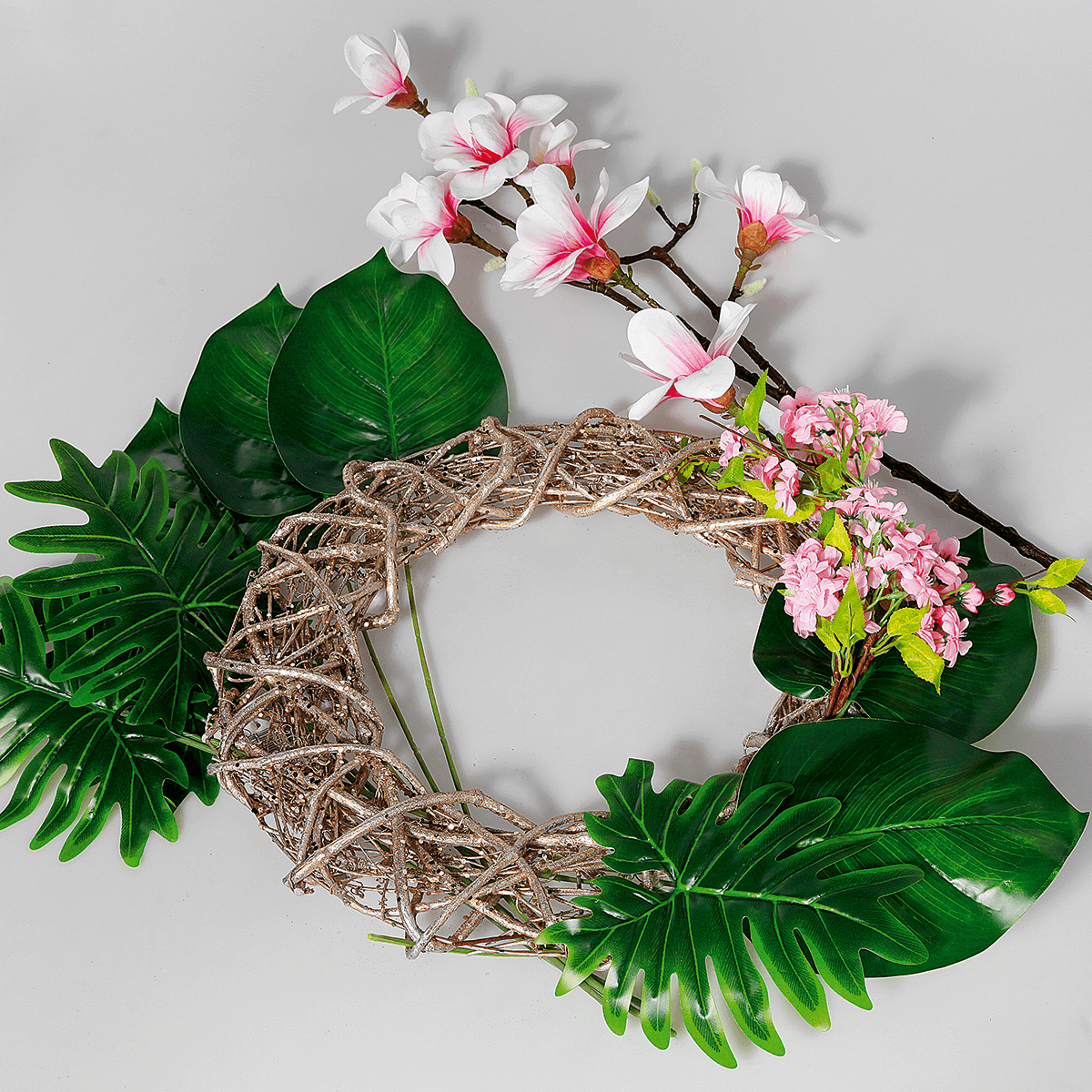 Artificial Noble branche de magnolia, rose, 100 cm - 7