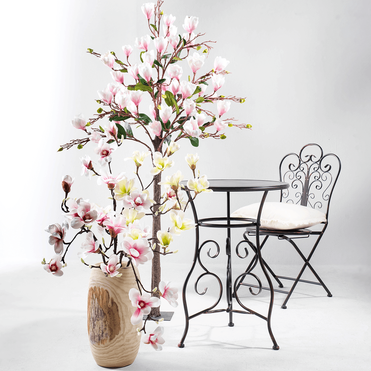 Artificial Noble branche de magnolia, rose, 100 cm - 4
