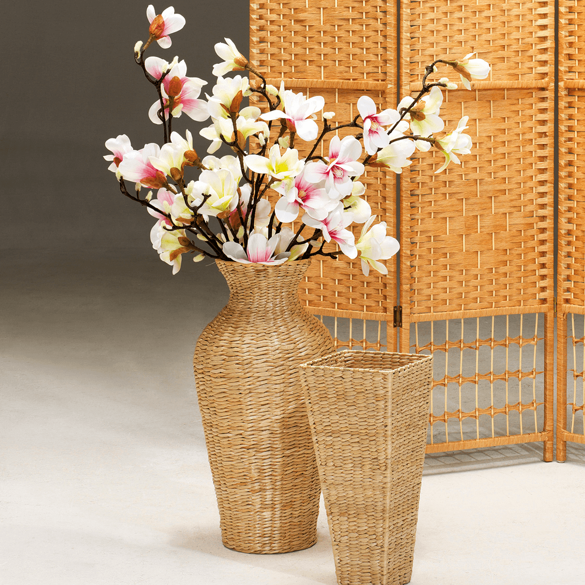 Artificial noble magnolia branch, white green, 100 cm - 8