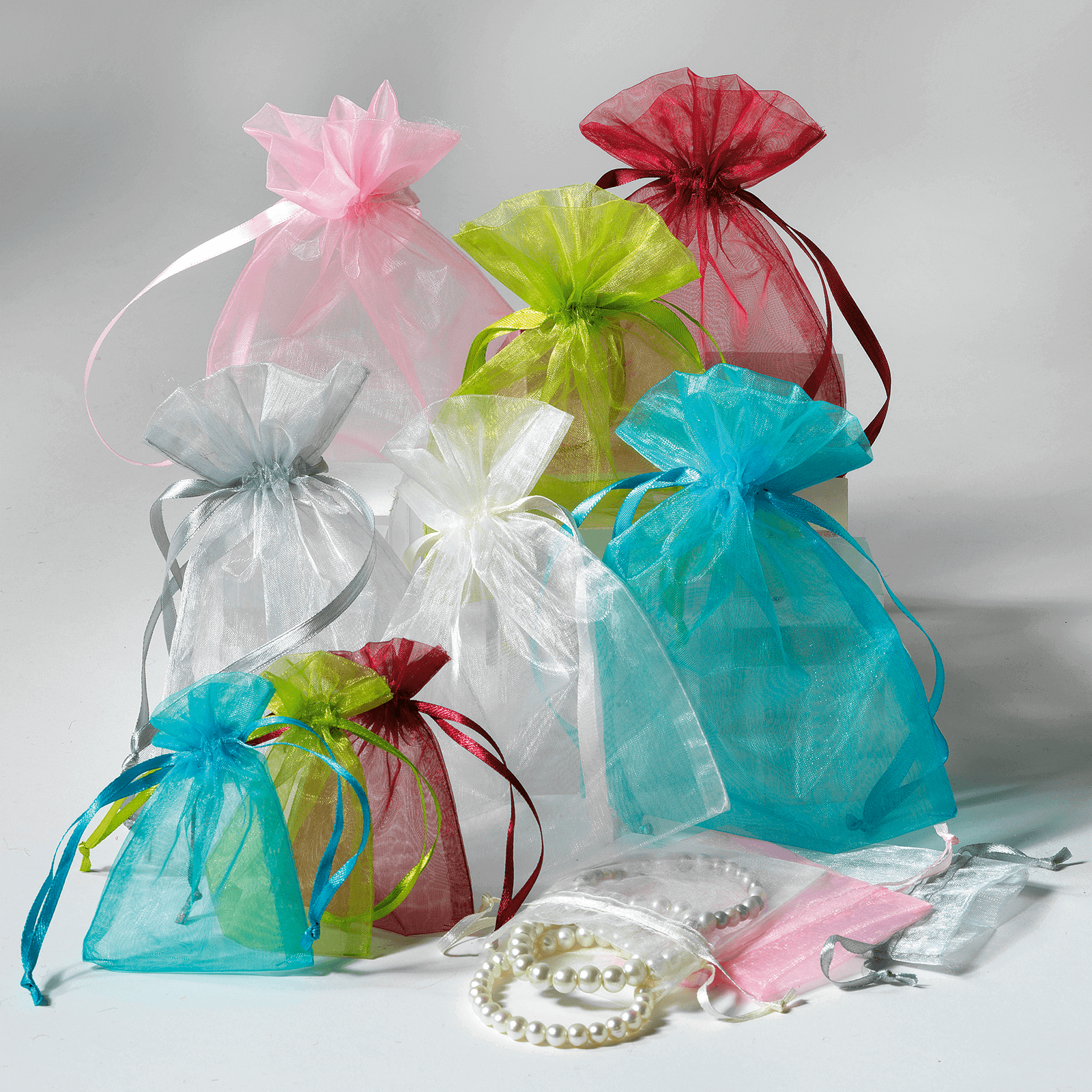 Organzasäckchen 18 cm, 50 Stück, grau - 1 Organzasäckchen 18 cm, 50 Stück, grau - 1