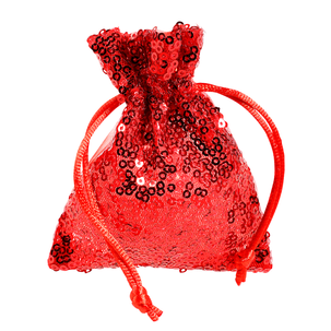 Organzasäckchen Pailletten 10 cm, 10 Stück, rot