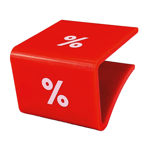 Shelf top plug, red '%' symbol