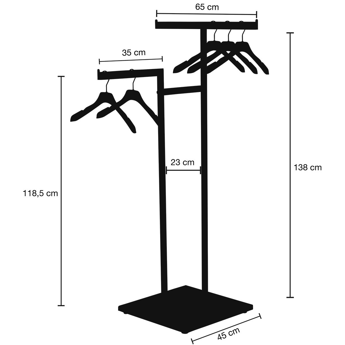 Portemanteau métallique NOVUS, 3-bras, 138 cm - 2