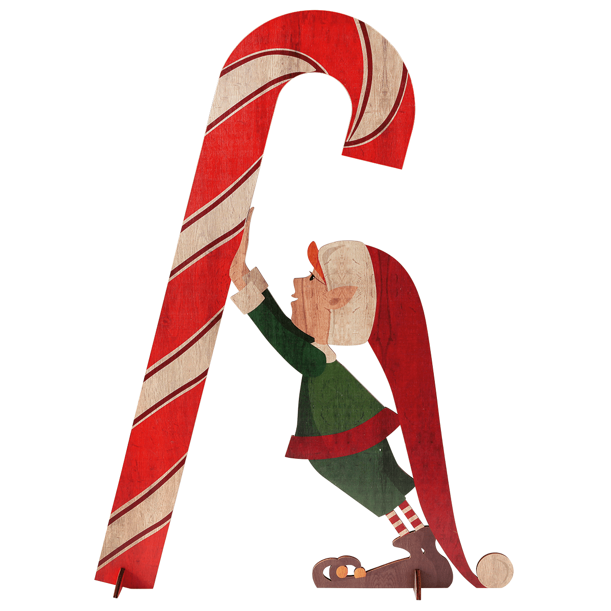 Decorative Christmas elf with candy cane - 1