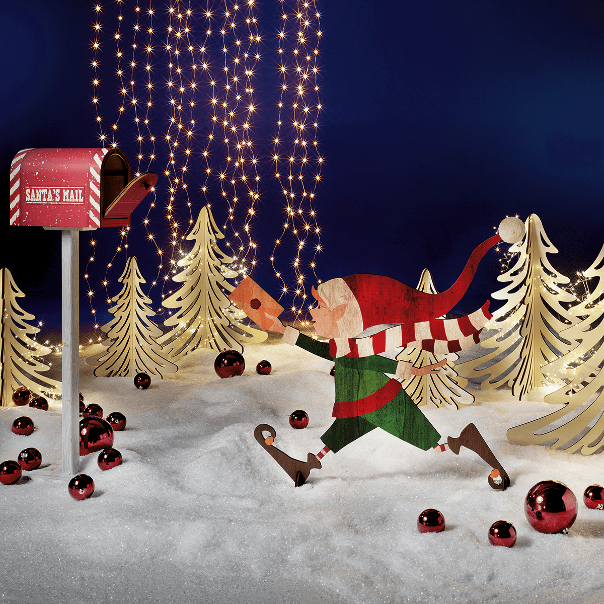 Wooden display Christmas elf 95 x 87 cm - 5