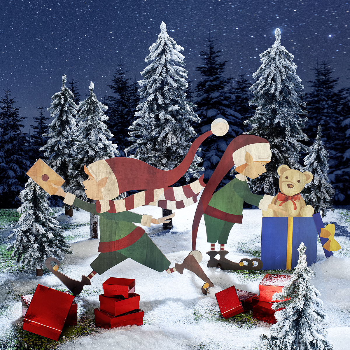 Wooden display Christmas elf 95 x 87 cm - 4