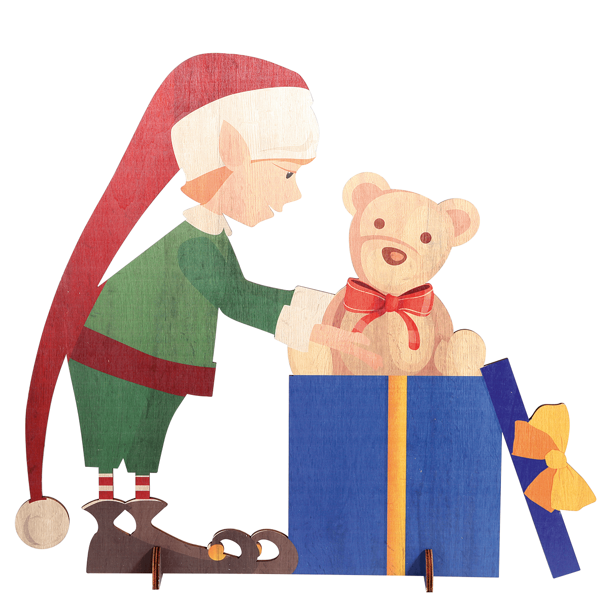 Wooden display Christmas elf 88 x 73 cm - 1