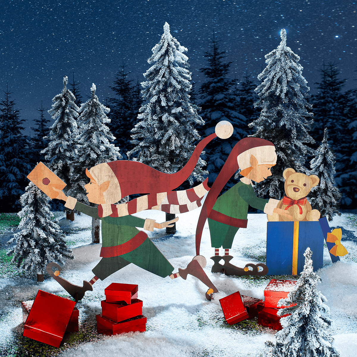 Wooden display Christmas elf 88 x 73 cm - 6