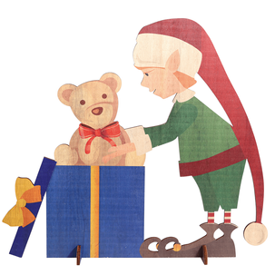 Wooden display Christmas elf 88 x 73 cm